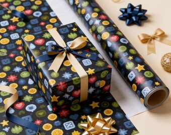 Inpakpapier met retro gamer-thema, cadeaupapier met pixelgame-thema, inpakpapier met videogame-thema, inpakpapier voor gaming-verjaardagscadeaus, cadeaupapier voor kinderen