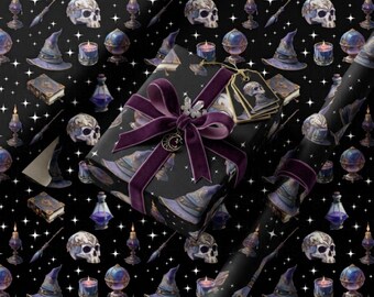 Gotisk häxpresentpapper, Dark Academia presentpapper, Celestial Halloween-papper, Magisk trolldryck häxpresentpapper