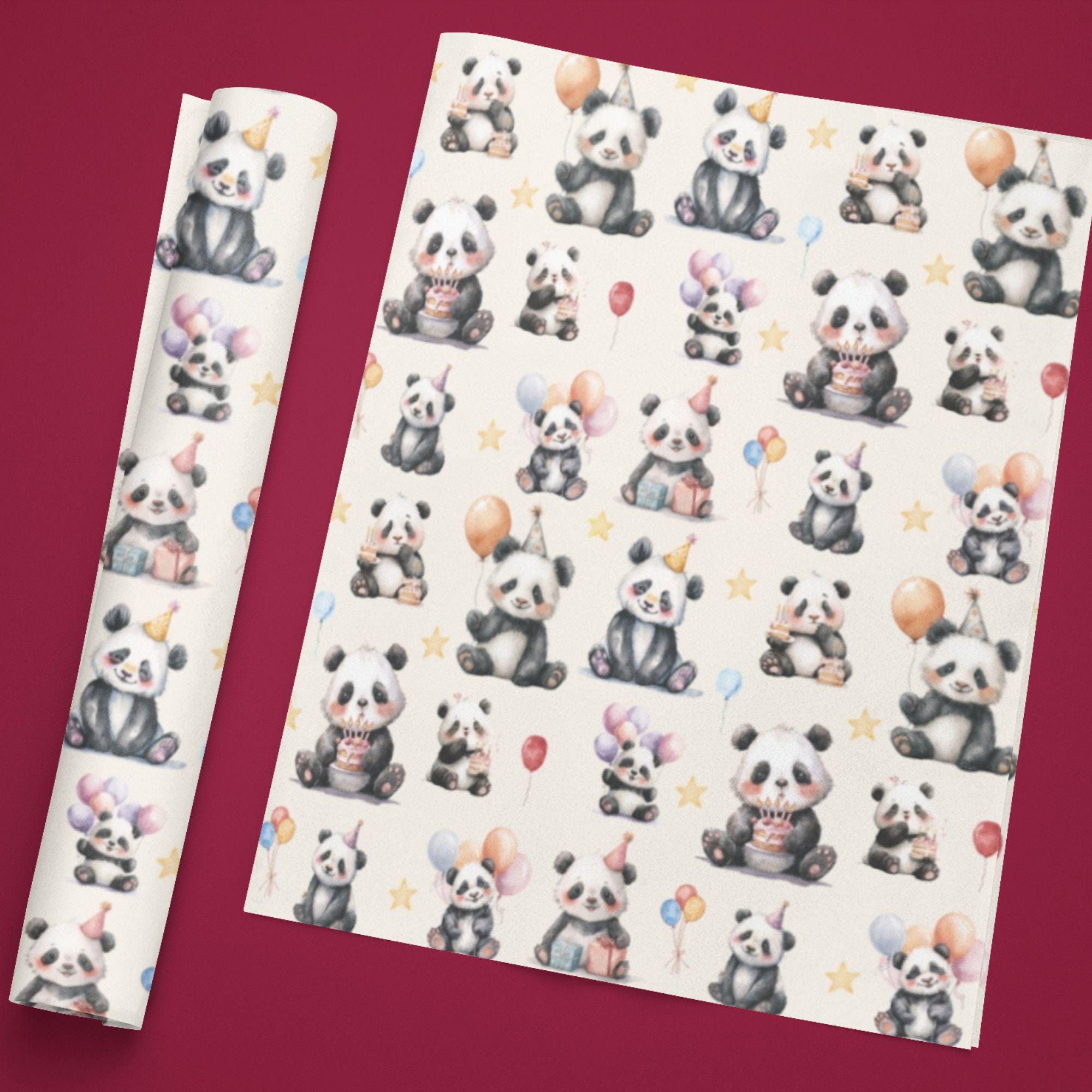 Panda Wrapping Cute Panda Wrapping Paper, Bamboo Gift Wrap for Kids, Eco Friendly ...