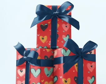 Papel de regalo de San Valentín, papel de regalo con corazones, papel de regalo de cumpleaños, papel de regalo, papel de regalo, papel de regalo único, envoltura de regalos, Galentine's