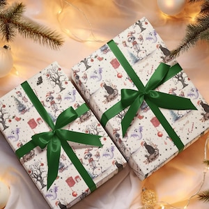 Dark Academia Gift Wrap Witchy Christmas, Skull Wrapping Paper, Apothecary Holiday Wrap, Gothic Yule, Spooky Winter Solstice