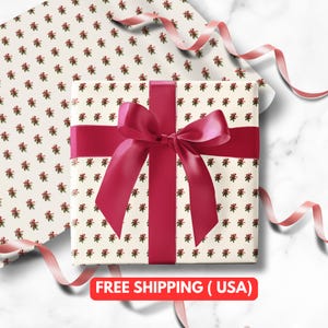 Vintage Christmas Wrapping Paper Roll – Elegant Xmas Gift Wrap, White Christmas Paper, Classic Wrapping Paper Rolls for Holiday Gifts