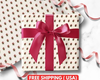 Rollo de papel de regalo navideño vintage: elegante papel de regalo blanco, ideal para envolver regalos navideños.
