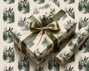 Mallard Duck Wrapping Paper, Duck Hunter Gift Wrap, Woodland Christmas Paper, Rustic Nature Gift Wrap, Outdoorsman Gift
