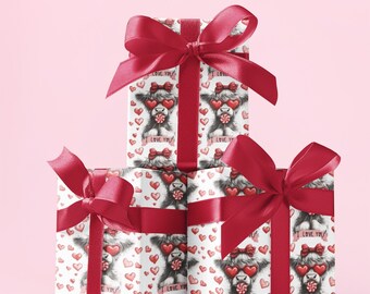 Papel de regalo de San Valentín con vaca de las Highlands, Regalo para amantes de los animales, Regalo de granja, Vaca de las Highlands, Regalo divertido de San Valentín, Papel de San Valentín, Papel de regalo divertido