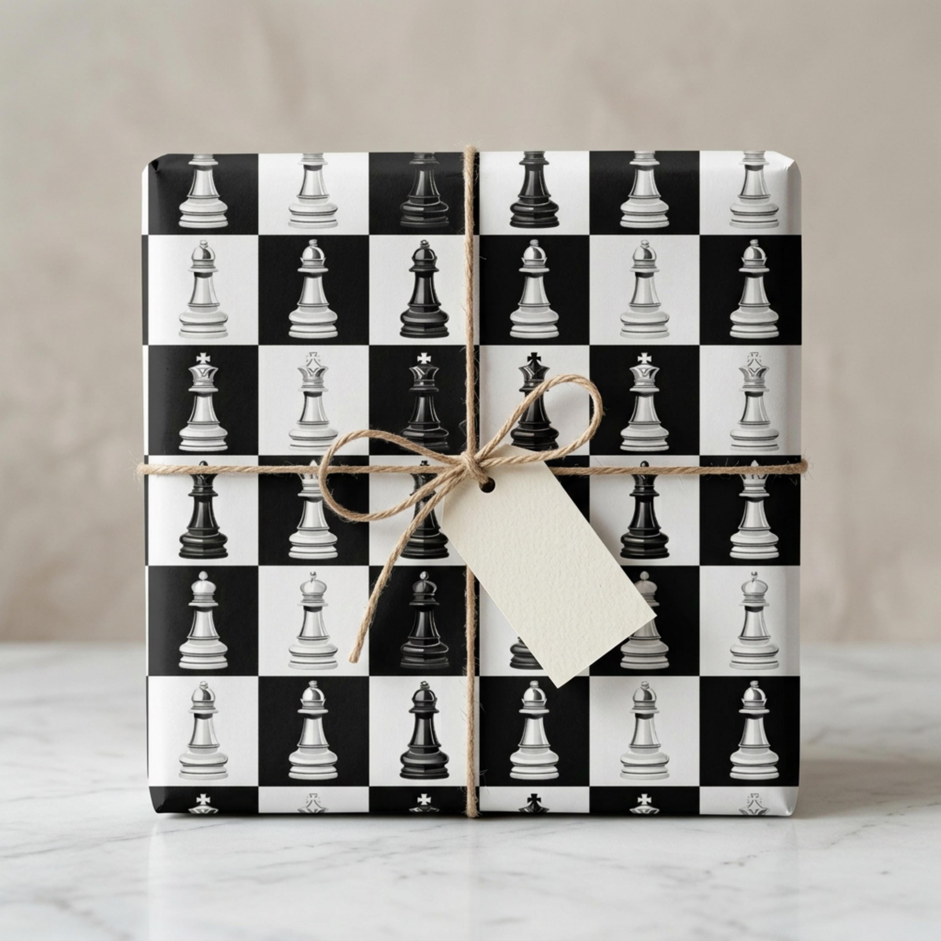 Chess Wrapping Paper, Black and White Gift Wrap, Minimalist Chessboard ...