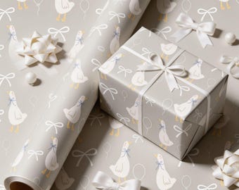One Silly Goose Birthday Baby Announcement Wrapping Paper,One Silly Goose Birthday Decorations,Goose Baby Wrapping Paper,First Birthday