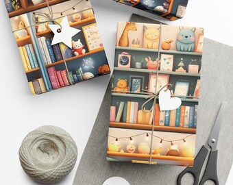 Book Wrapping Paper Roll Colorful Bookshelf Gift Wrap Kids Bookshelf Wrapping paper ,Book Wrapping Paper,Book Lover,Wrapping Paper Books