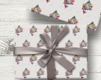 Rainbow Trout Wrapping Paper for Men, Fisherman Gift Wrap Roll,Birthday Gift Wrapping paper roll, Camping & Outdoor Wrapping Paper