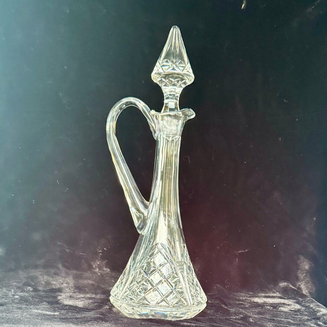 VINTAGE CRYSTAL DECANTER With Handle Heavy Crystal Cut Heavy Etsy