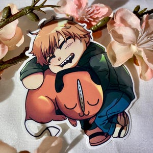 Chainsaw Anime Denji & Pochita Snuggle 3&quot; Vinyl Sticker