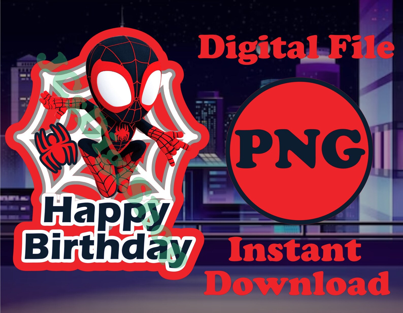Spiderman Miles Morales Birthday Cupcake/birthday Cake Topper PNG