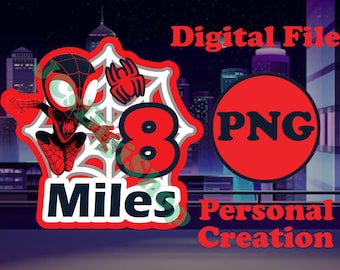 Personalized Spider-Man Miles Morales Birthday Cupcake/Birthday Cake Topper PNG printable clipart