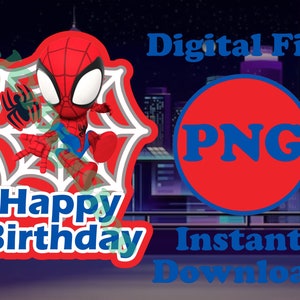 Spider-Man Peter Parker Birthday Cupcake/Birthday Cake Topper PNG printable clipart digital file ready to download