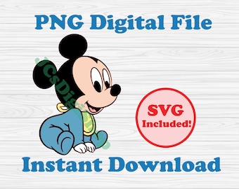 Baby Mickey PNG and SVG printable clipart digital files ready to download