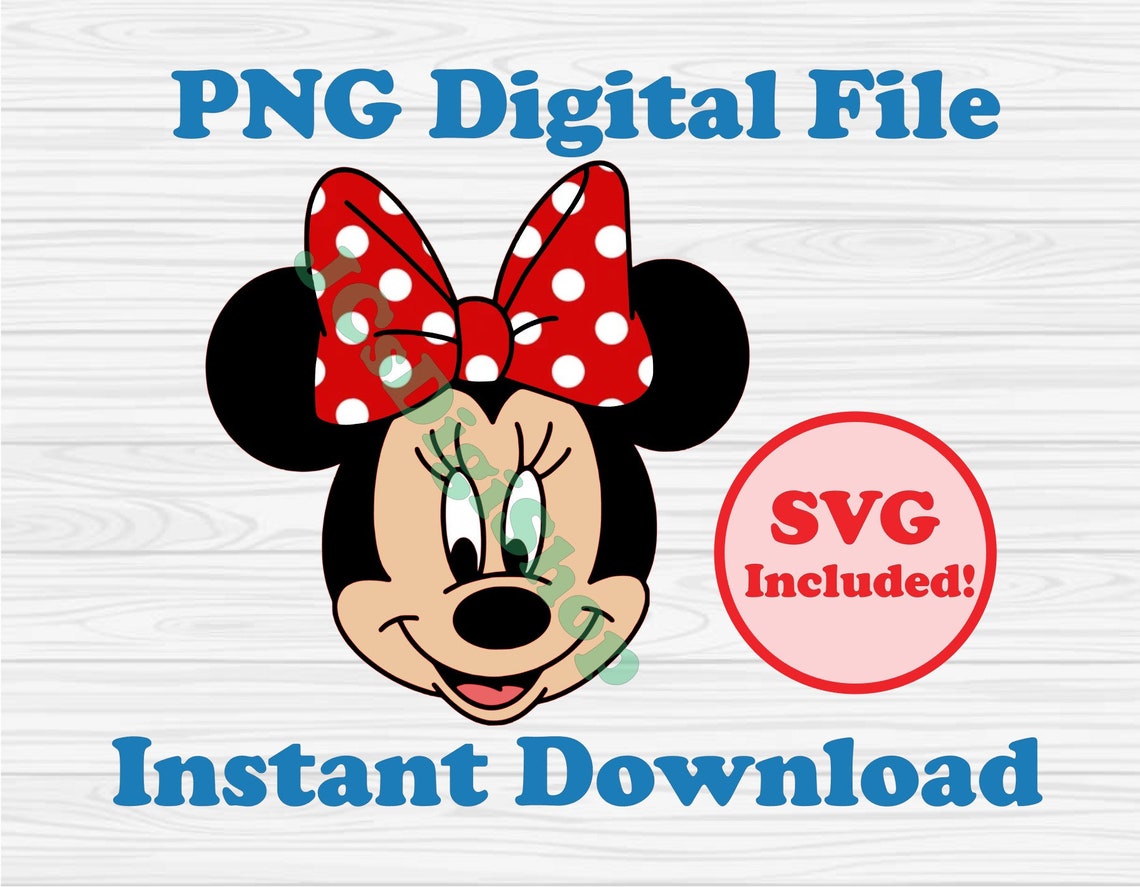 Red Polka Dot Minnie Face PNG and SVG Printable Clipart Digital Files ...
