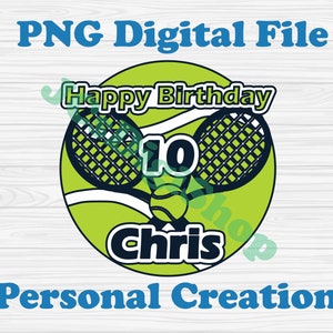 Personalisierter Tennis Geburtstag Cupcake/Geburtstags-Kuchendeckel PNG druckbare Clipart
