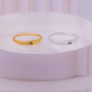 Custom Zodiac Ring- Minimalist Engraved Ring- Astrology Ring- Horoscope Ring- Mother Daughter Gift - Best Friend Minimalist Jewelry- RI11-4