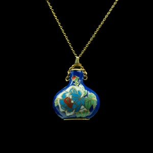 Retro Hand Enamel 'Cloisonné' Floral Vase Pendant Pristine Necklace / 70's Vintage 'Cloisonné' Floral Vase Pendant Necklace