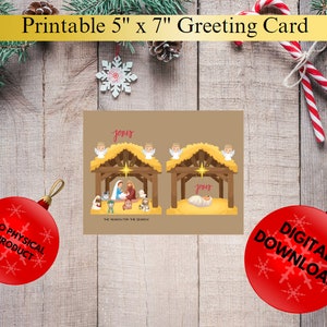Carte de Noël imprimable, taille standard 5" x "7 (format lettre américaine)