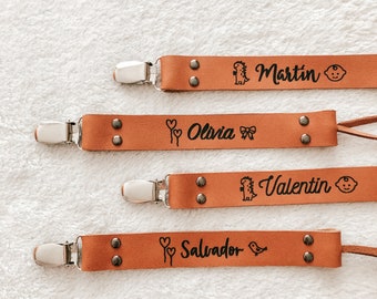 Personalized Leather Custom Pacifier Clip / Baby Gift / Pacifier Clip / Personalized Baby Gift