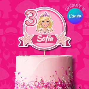 Adorno para tarta de princesa DIY: Decoración imprimible para fiesta (archivo digital, descarga PDF)