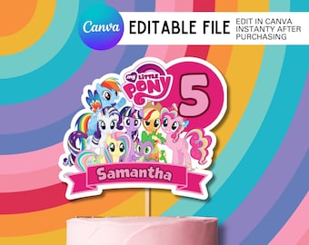 Adorno para tarta de poni, descarga instantánea personalizada