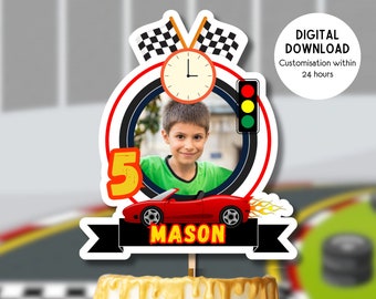 Custom Car Racing Cake Topper, Personalised Face Car Race  Drvier Cake Topper, Printable Birthday Decor, Digital File Only