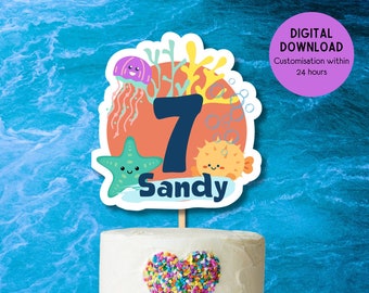 Under The Sea Cake Topper: Personalized Birthday Decor (Digital File Only)