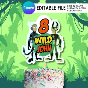 Personalised Wild Adventurers cake topper, Instant download Editable Digital File,