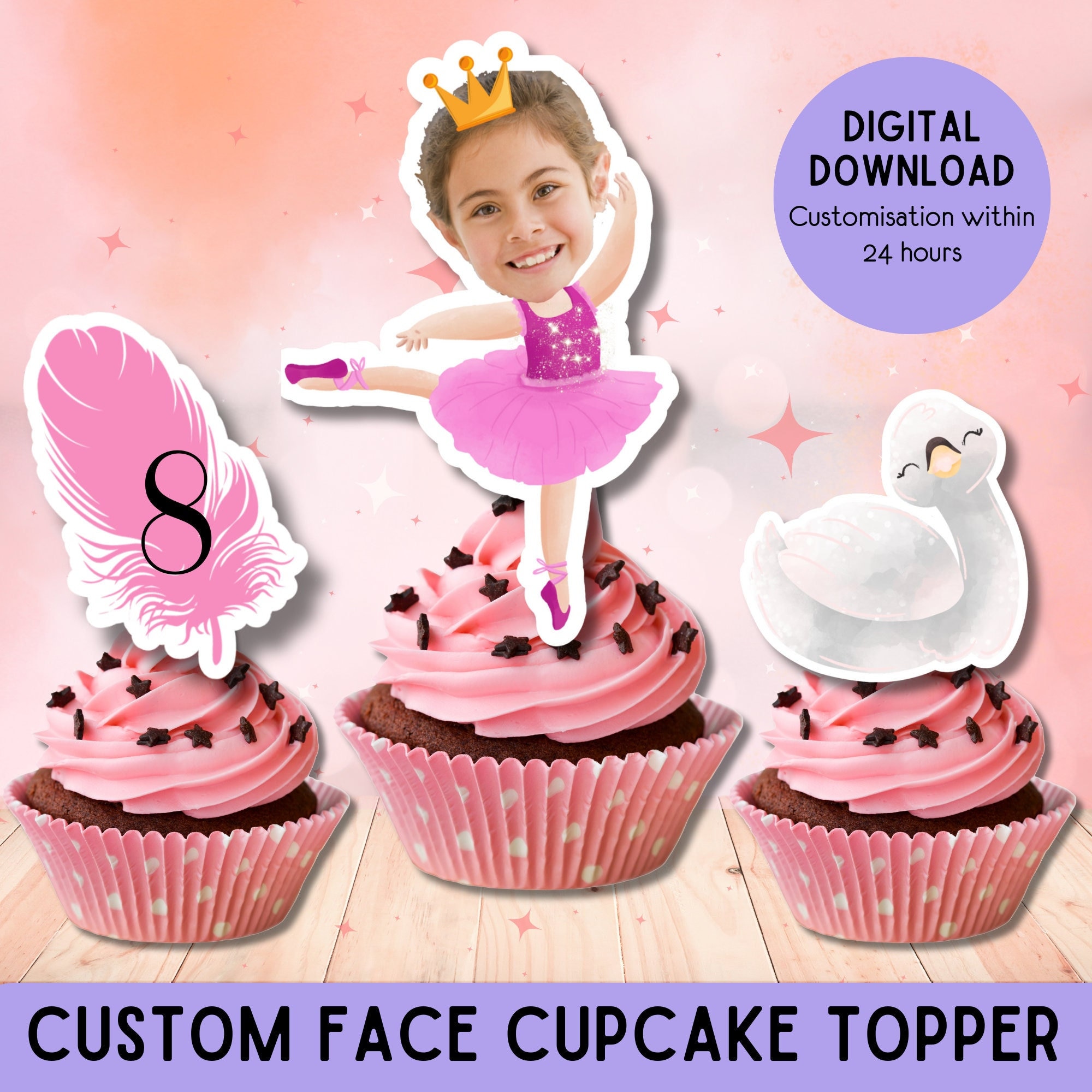 BALLERINA Cupcake Topper DIGITAL FILE , Printable Cupcaketopper ...