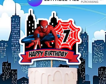 Cartoon Superhero Cake Topper: Spider hero Character,  Party Decor (PDF Download