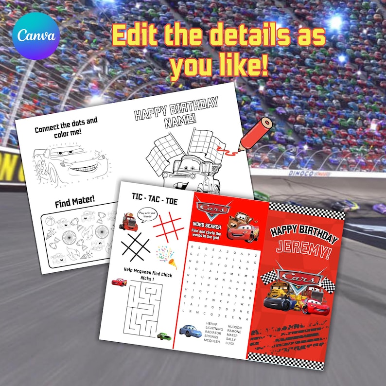 Cars Rice Printable Printable Race Car Activity Book: Cartoon Cars Games (digital Download ...