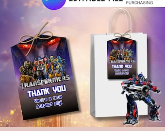 Robot Birthday Party Gift Tags: Futuristic Favor, Editable (Digital Download)