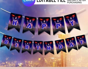 Robot Birthday Banner: Printable Party Decor (Digital Download)