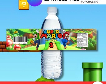 Superhero Brothers Birthday Water Bottle Labels, Gamer Party (Instant Download)