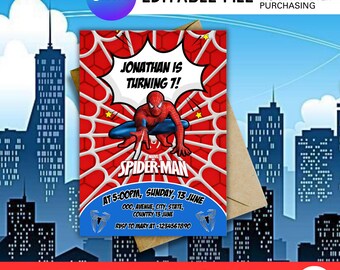 Spider Hero Birthday Invitation | Superhero Theme | Kids Party Digital Invite