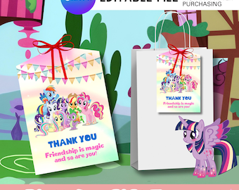 Verjaardagscadeaukaartjes regenboog pony | Feestdecoratie meisjes (digitaal)