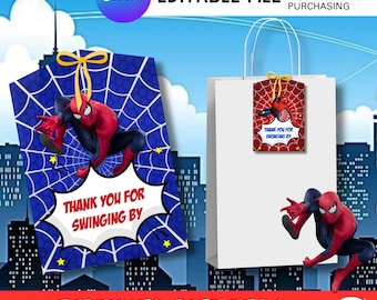 Cartoon Superhero Gift tag: Spider hero gift tags,Party Decor (PDF Download)