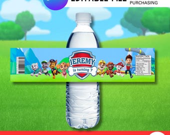 Etykiety na butelki z wodą urodzinowe Puppy Rescue, impreza dla psów (do pobrania natychmiast)