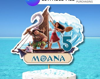 Adorno para tarta de princesa del océano: decoración para fiesta de cumpleaños en la isla (archivo PDF descargable)