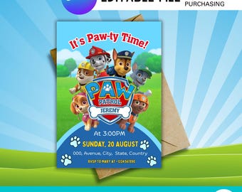 Rescue Puppy Birthday Invitation: Editable Cartoon Theme (Digital Download)