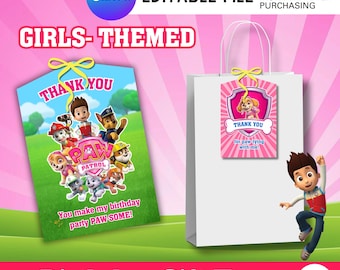 Etichette regalo per cuccioli salvati / Etichette per bomboniere modificabili / Decorazioni di compleanno a tema cane / Download immediato