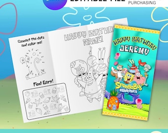 Printable Yellow Sponge Activity Book: Under the Sea Party book (Digital Download)