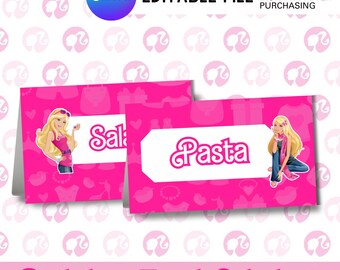 Etichette stampabili per alimenti a tema bambola principessa / Tende per alimenti modificabili / Decorazioni di compleanno a tema bambola / Download immediato