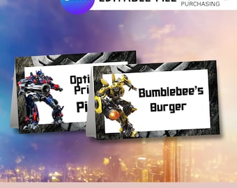 Roboter Geburtstag Lebensmitteletiketten: Bearbeitbare Zeltkarten (Digitaler Download)