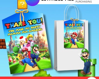 Gamer Birthday Party Gift Tags: Gamer Favor, Editable (Digital Download)