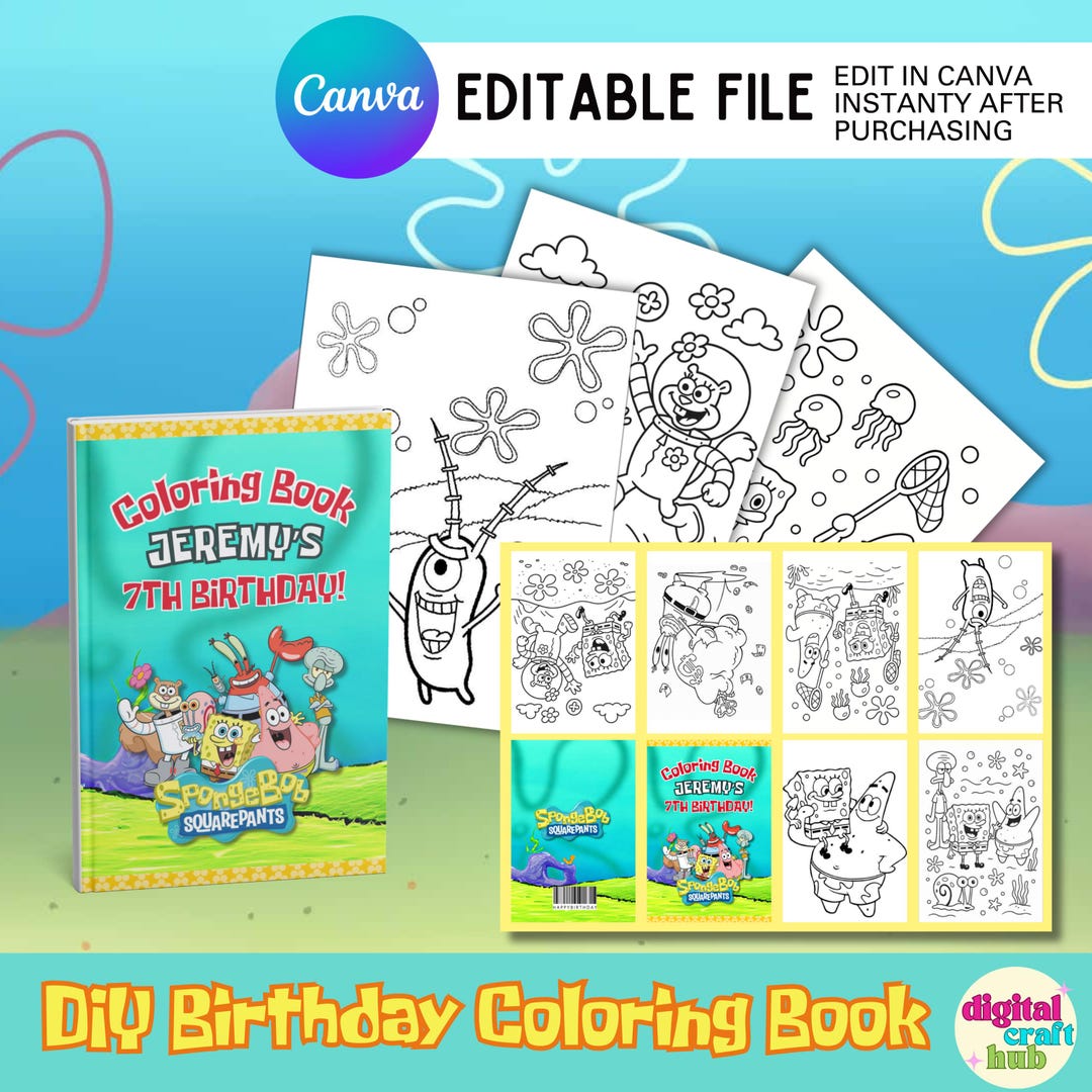 Printable MINI Yellow Sponge Coloring Book: DIY Kids Activity, Under ...