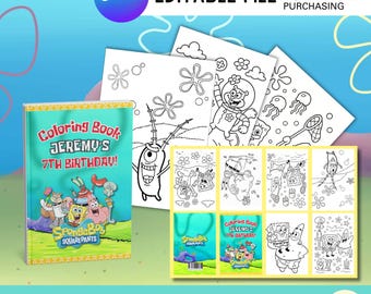 MINI libro para colorear imprimible de esponja amarilla: actividad DIY para niños, bajo el mar (PDF)