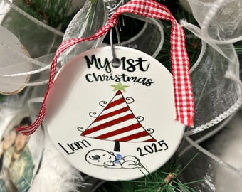 My 1st Christmas, Personalized, custom ceramic ornament